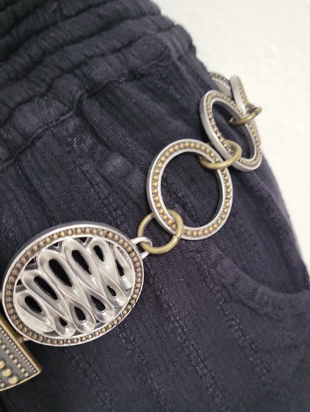 Chico's Metal Concho Medallian Chain Link Belt